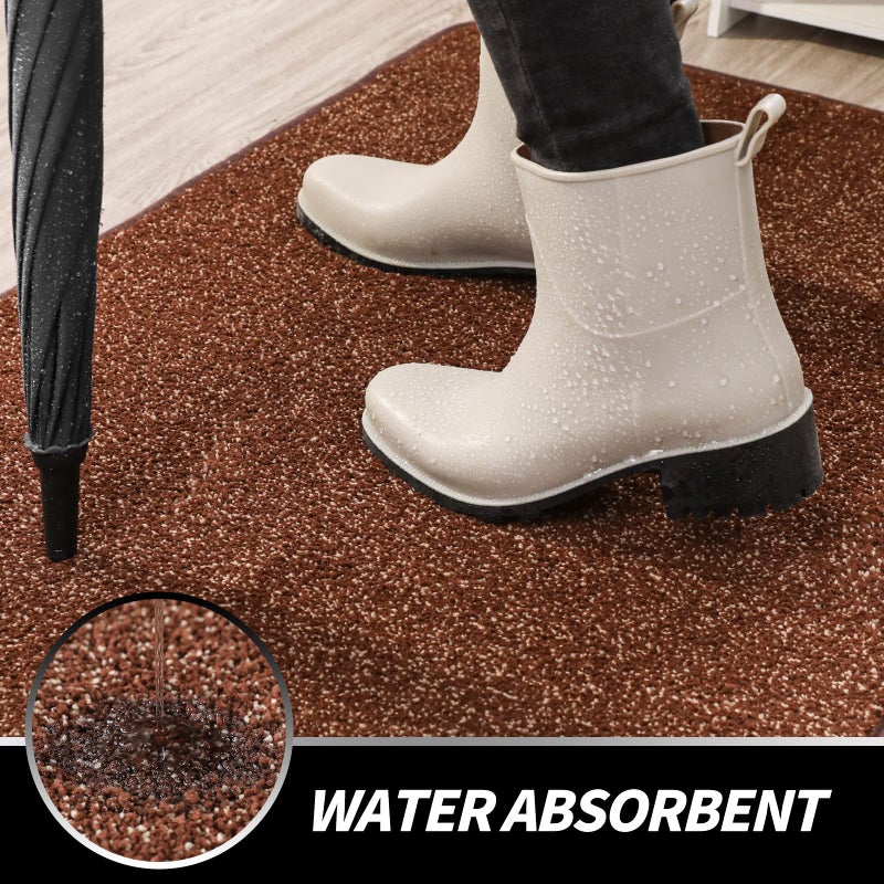 LINLA Indoor Doormat, Super Absorbs Mud Mat, Washable Non-Slip Rubber Clean Mat for Doorways Inside Dirt Trapper Mats Shoes Scraper, 24x35 Inches Camel Coffee - Image 5